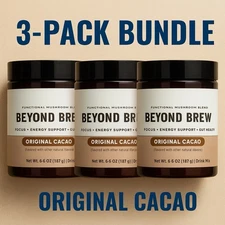 3-PACK Beyond Brew Mushroom Coffee 7-in-1 Cacao Energy/focus/Gut/Mental!