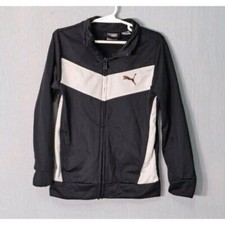Puma Boys Jacket Black With White Stripes Size 6