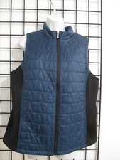 CHICO'S    SIZE 2 / 42" BUST AQUA  BLACK QUILTED VEST