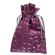 25 x  Large 18" Purple Fabric Gift Bags w/ Silver Ribbon | Christine Taylor CTC