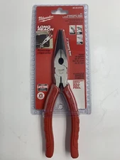 Milwaukee 48-22-6101 8 inch Long Nose Pliers Comfort Grip - Red
