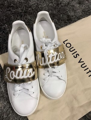 louis vuitton white and gold sneakers