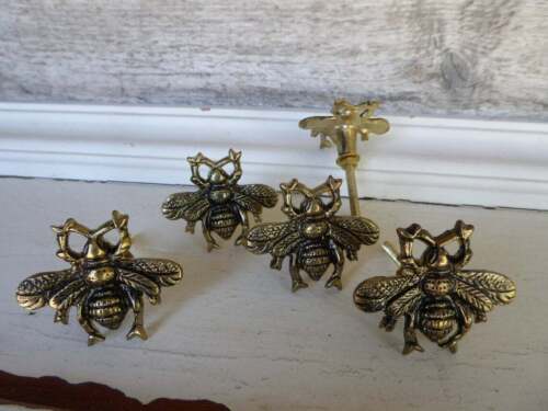 Antique Metal Drawer Pulls Handles Gold Bee Vintage Style Cabinets Knobs - Afbeelding 1 van 6