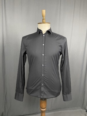 Dolce&Gabbana Brad Line Herren Schwarz Langarm Oberhemd Größe 40/15 3/4