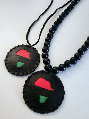 90's FAUX LEATHER AFRICA MEDALLION NECKLACE | eBay