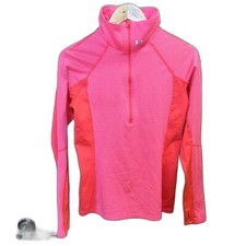Under Armour Cold Gear M Bright Orange Striped Quarter Zip Running Jacket