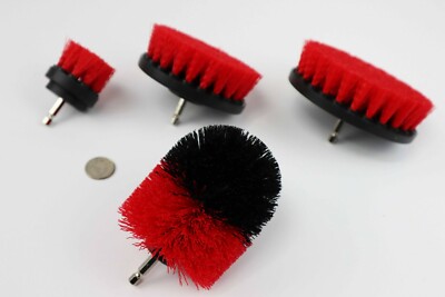 4 Piece drill brush HEAVY DUTY(RED) STIFF NEW from US Based seller