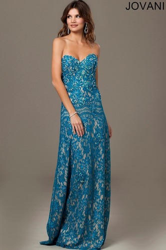 Jovani Peacock Strapless Sweetheart 