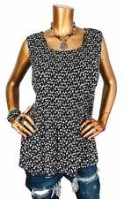 Pleione XL Top Floral Pleated Lined Tunic Blouse Sleeveless Loose Fit NWT Crew