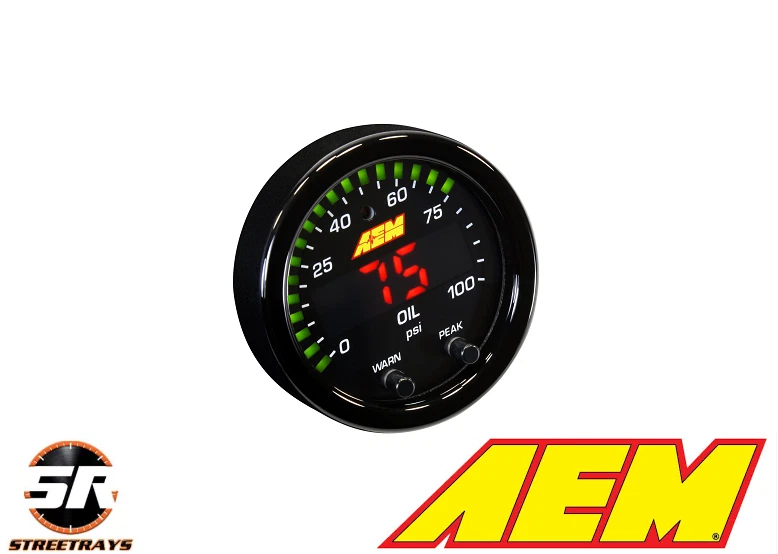 Manómetro electrónico serie X AEM 30-0301 - bisel negro y placa frontal de aceite Foto 4 de 4