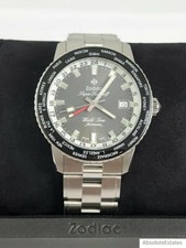 NEW Zodiac Super Sea Wolf GMT World Time Automatic Black Silver Watch ZO9409 NWT