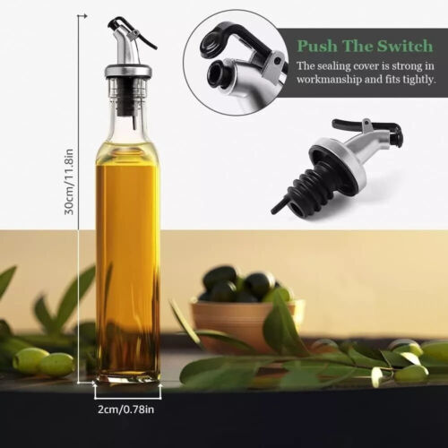 2*500ml Olive Oil Dispenser Bottles with 1 Funnel 2 Stainless Steel Pourer - Picture 2 of 6