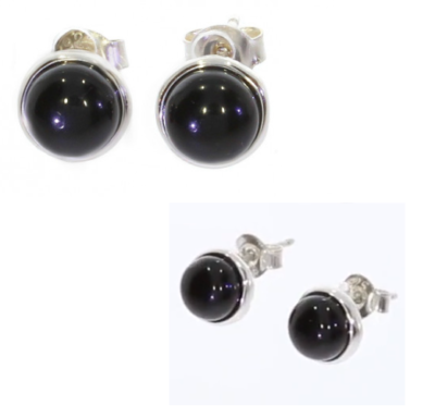 Boucles D'oreilles E3811-ON En Onyx Noir Véritable - Bijoux En Argent Rhodie Pour Femme