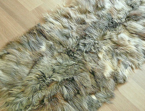 ANCIEN TAPIS VÉRITABLE PEAU CHÈVRE PATCHWORK JETÉ DE CANAPÉ DESCENTE LIT VINTAGE - Imagen 6 de 14