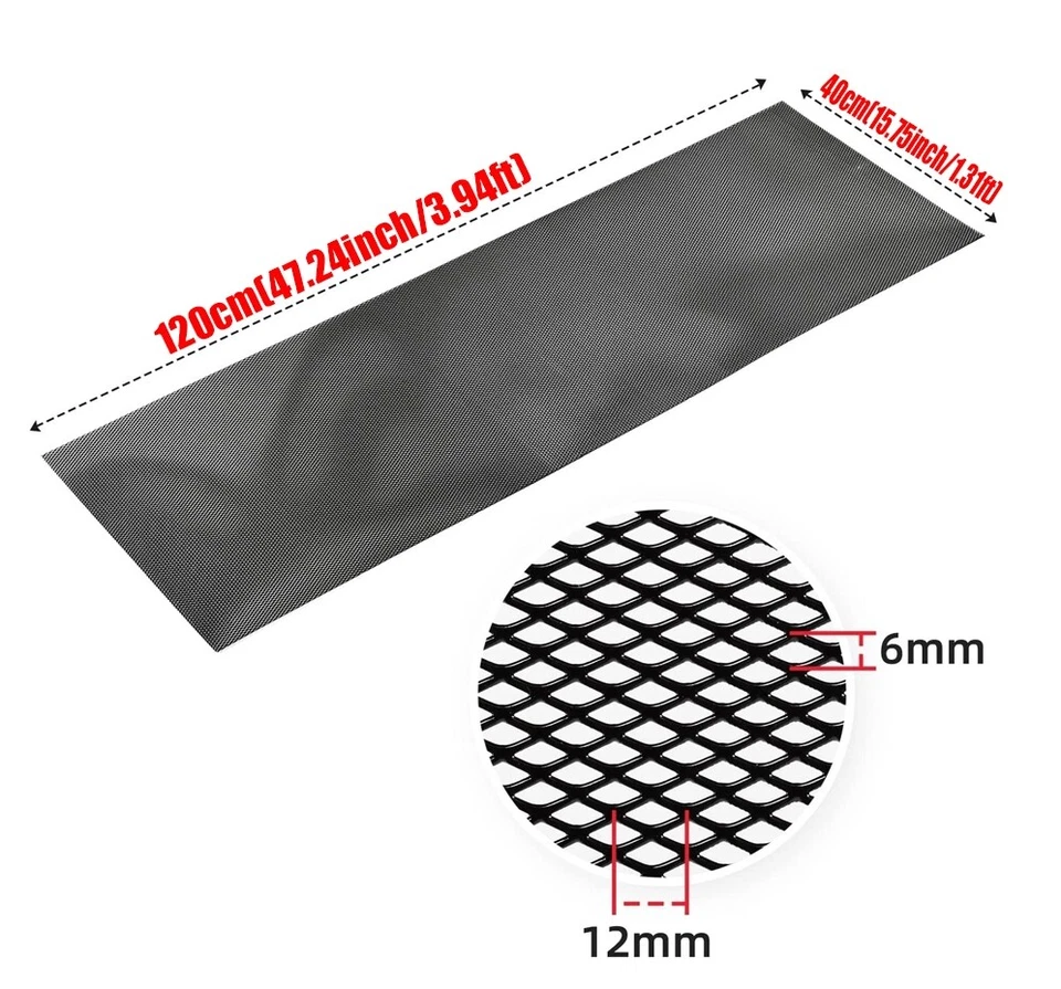 Parrilla de coche 120x40 cm malla rejillas automáticas insertar parachoques delantero capó ventilaciones alerón Foto 2 de 4