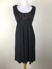 Soma Dress Size S Black Ruffled Neckline Comfy Sleeveless Womens Rayon Blend