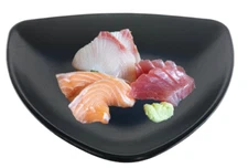 Thick Hard Melamine Plates Sushi Sashimi Dish 8” 9"  Triangle Shield Shape Black