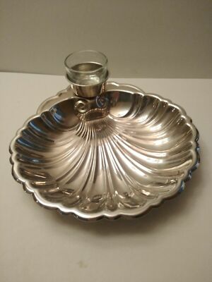 Vintage Silver Co. Chip and Dip Bowl 2 Pc Set Clam Shell Shape Serving Dish