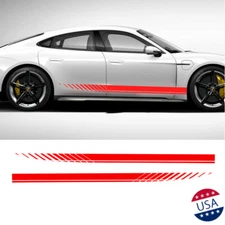 2x Red Sport Racing Car Side Body Side Door Fender Vinyl Decal Sticker Universal