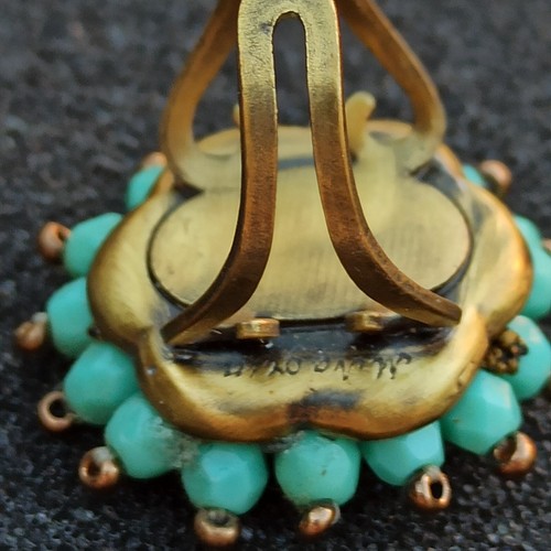 Michal Negrin Chunky Ring Turquoise Bead Cluster Flowers Crystal Gift Box New - Picture 6 of 17