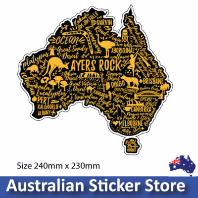 Australian Map sticker with Words , Motorhome, vehicle, trailer , boat ...