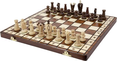 Handmade Royal 36 European Chess Set -Wooden 14.2 Inch Board Hornbeam & Sycamore