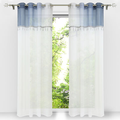 2 Stück Gardinen Stores mit Ösen Vorhänge Voile Ösenschals Transparent Modern