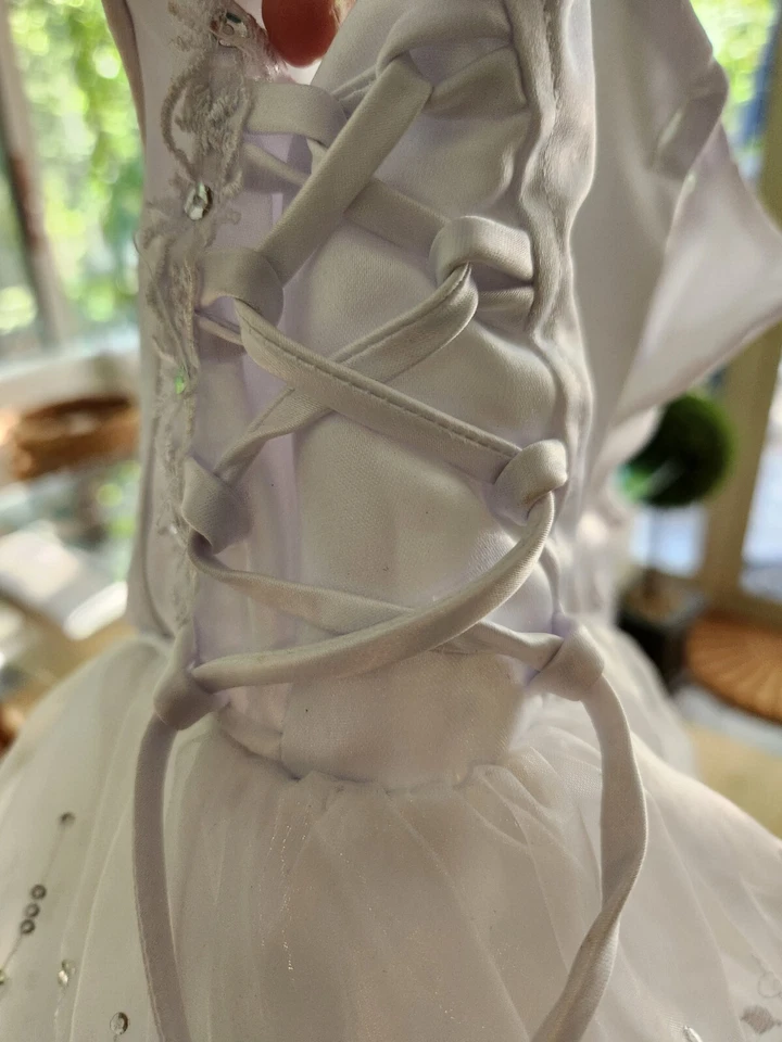 Virgin Mary embroidered first Holy communion baptism designer frilly dress 3t - Image 3 of 4