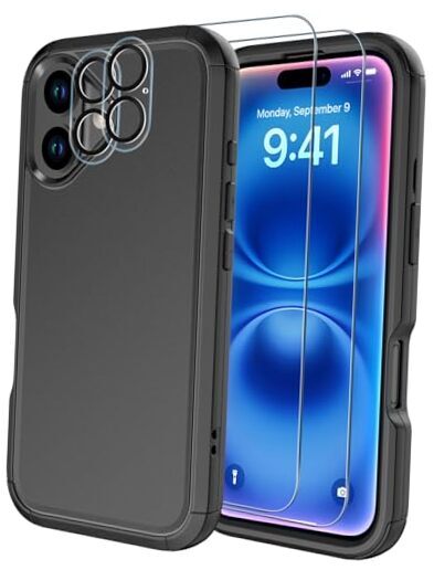 for iPhone 16 Case [Shockproof] [Dropproof] [Tempered For iphone 16 Black