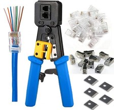RJ45 Crimp Tool with Cat6 Pass through Shielded/transparent Connectors 20PCS ...