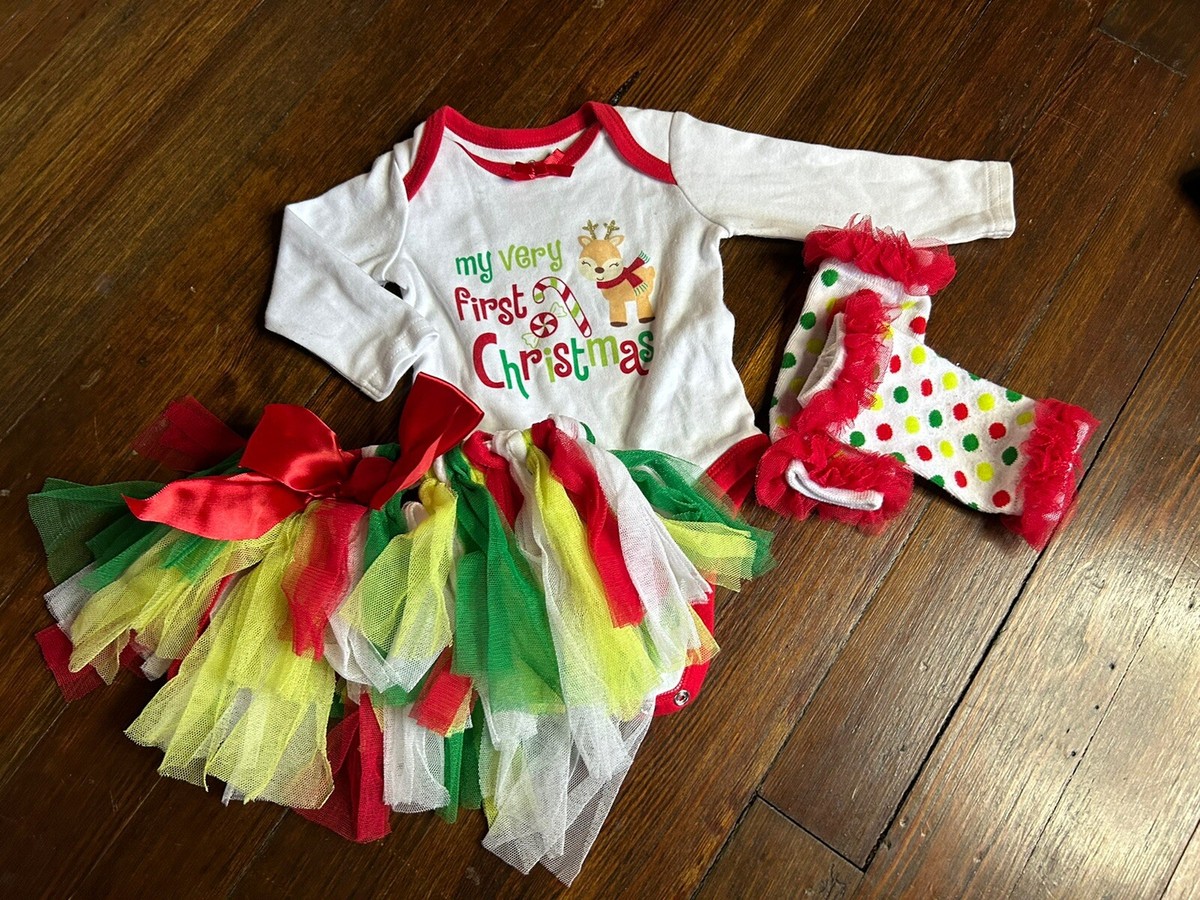 My First Christmas- Baby Girl Christmas Tutu Outfit Set, Leg