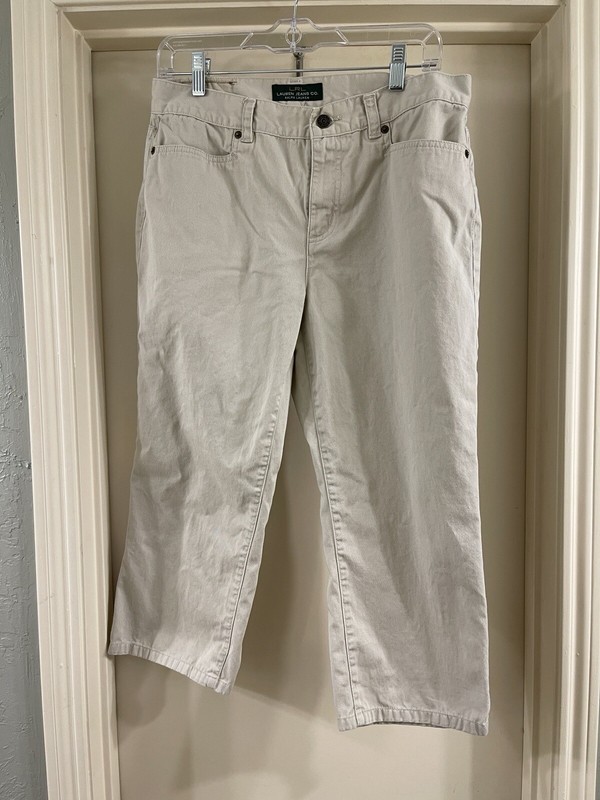 LRL Lauren Jeans Co Beige Tan Cotton Capri Pants Size 8 EUC