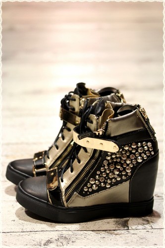 Scarpe gioiello donna sportive con tacco interno STRASS borchie nero o  bianco | eBay