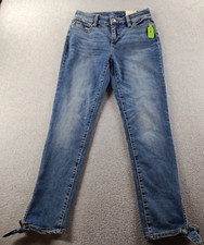 St. John's Bay Women's Jeans Blue Size 8 Tie Ankle Skinny Leg Stretch 27" Denim