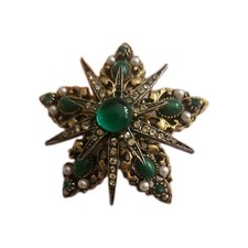 Vintage ART by Arthur Pepper Star Brooch Pin Stunning Green Rhinestone Estate