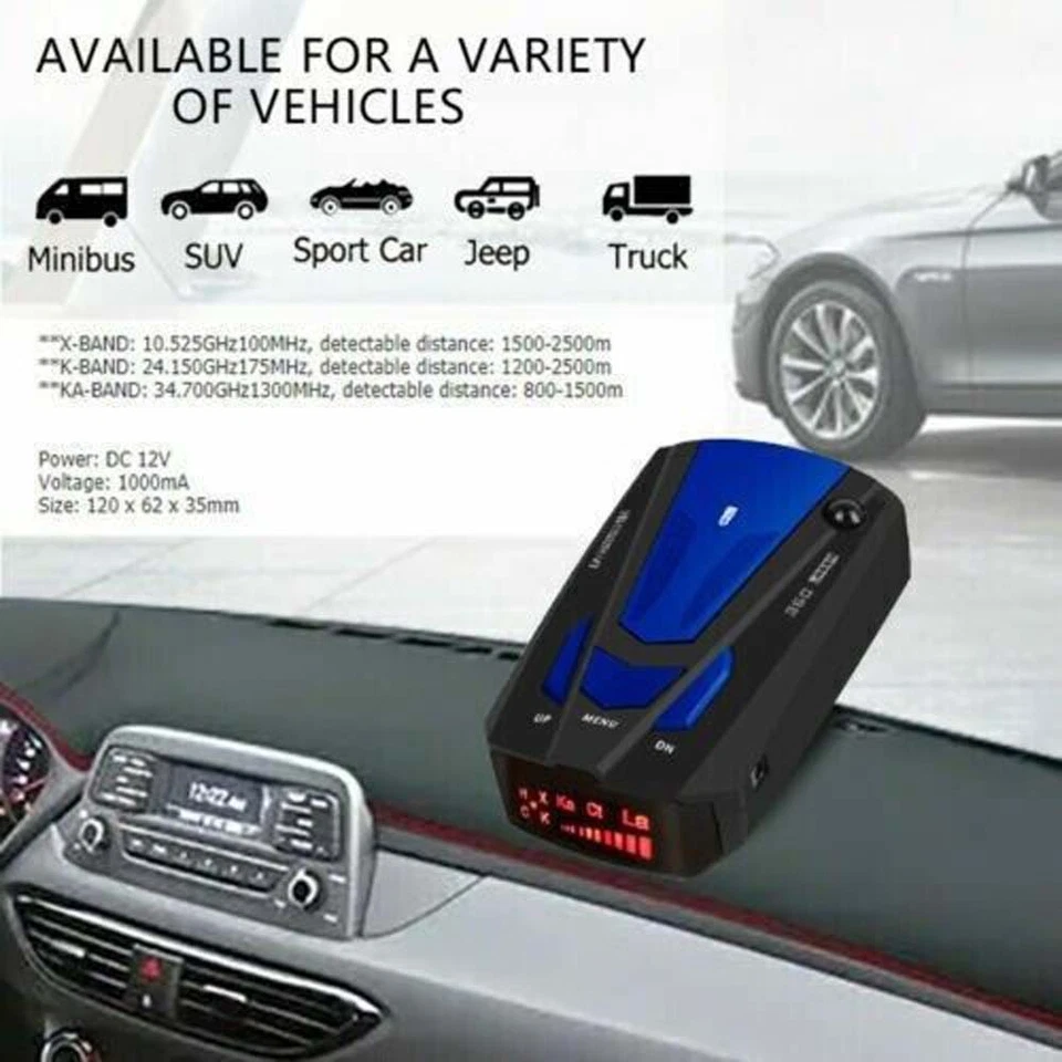 Car 16 Band Laser Radar Detector GPS Camera 360 Anti-Police Voice Alert Speed V7 - Image 4 of 4
