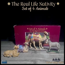 New Three Kings Gifts Real Life Nativity Set of 4 Animals 2 Camels, Donkey, Cow