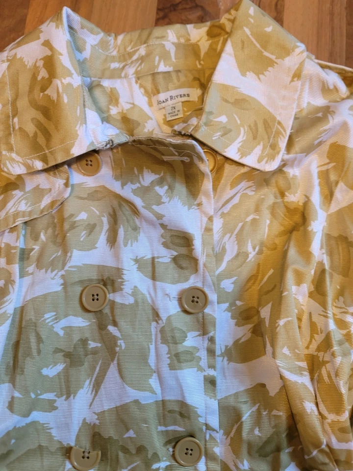 Gabardina para mujer Joan Rivers Plus 2x abrigo de lluvia color dorado/beige en blanco roto Foto 2 de 4