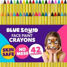 Blue Squid Face 42 Colors Crayons, Vivid Classic Colors, Metallic