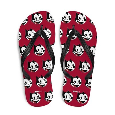 Carmine Red Felix The Cat Head Pattern PopFelix Designer Unisex Flip-Flops Sanda