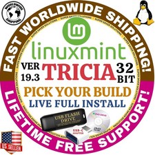 32-BIT LINUX MINT 19.3 TRICIA XFCE, KDE, CINNAMON ISO DVD, USB FAST SHIP