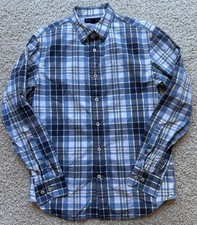Men  s Banana Republic Blue Check Dress Shirt Size S 14-14.5