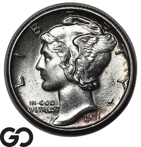 1931 Mercury Dime Superb Gem BU++ Full Split Bands