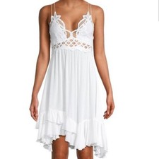 Free People FP One Adella White Lace Boho Dress Ruffle Hem Sleeveless Women’s S