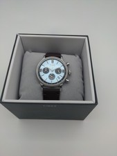 New Timex Marlin Chronograph Tachymeter Watch TW2Y66600 Ice Blue Leather Band