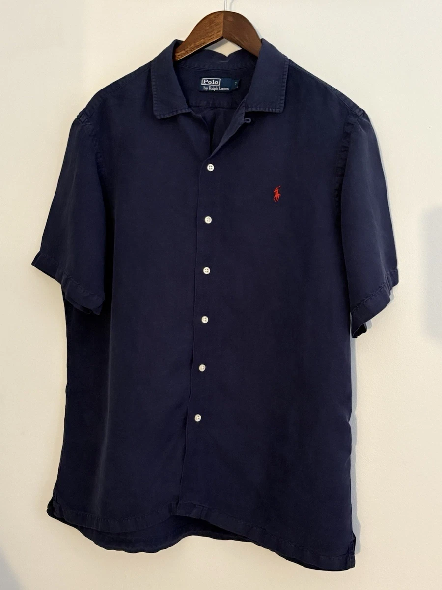 Polo Ralph Lauren Silk Short Sleeve Button-Up Casual Button-Down