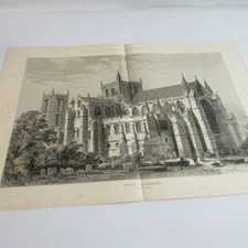 RIPON CATHEDRAL Antique Print 1882 engraving