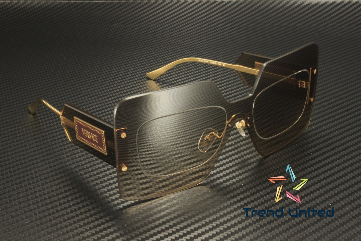 Versace VE2277 10026I Sunglasses Light Transparent Brown Shield Frame VERSACE VE2277 10026I Turquoise Brown Grad Grey Mir Silver  main image 3