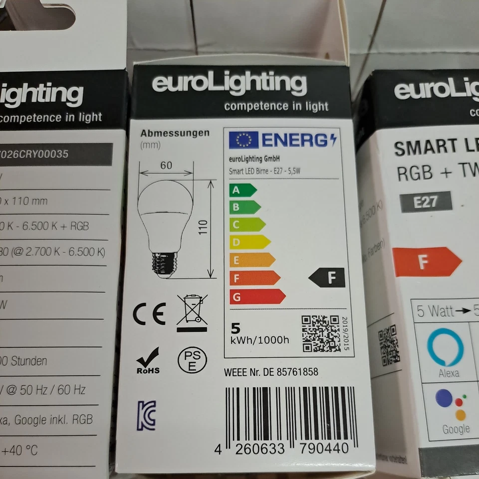 euroLighting Smart Glühbirne E27, WLAN LED Lampe, Alexa, Tuba, Google, Bluetooth - Bild 4 von 4