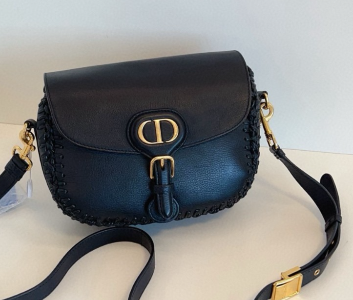 Christian Dior Bobby Frame MM Calfskin Shoulder bag Women Crossbody Black Gold